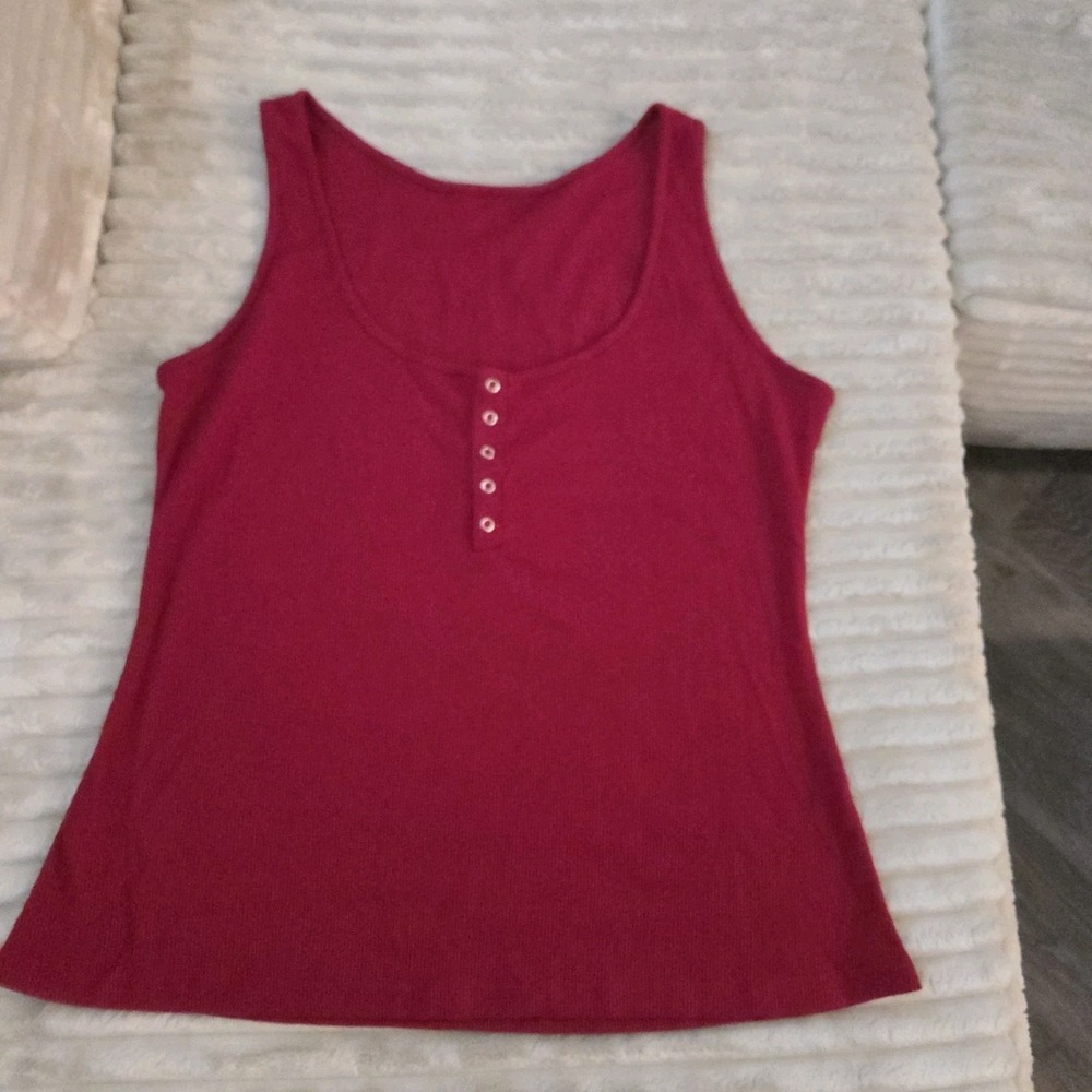 Women's Lightweight Relaxed Fit Scoop Neck Ribbed Tank Top XXL Maroon Top